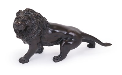 Lot 86 - A JAPANESE BRONZE MODEL OF A LION, GENRYUSAI SEIYA, MEIJI