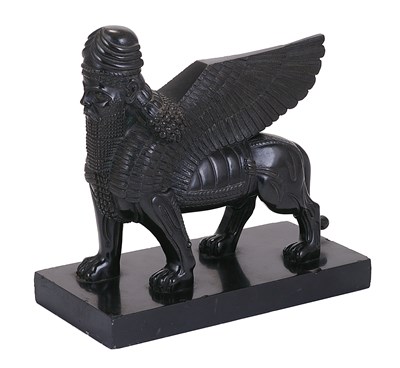 Lot 90 - A FRENCH BRONZE MODEL OF A LAMASSU OR ASSYRIAN SPHINX