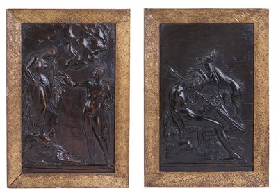 Lot 104 - A PAIR OF PATINATED COPPER ELECTROTYPE RELIEF PANELS