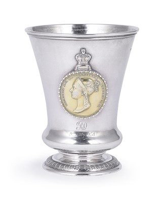 Lot 142 - A VICTORIAN SILVER CORONATION COMMEMORATIVE BEAKER