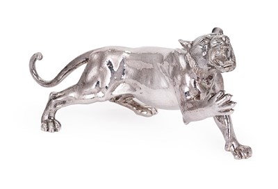 Lot 151 - A SILVER MODEL OF A TIGER