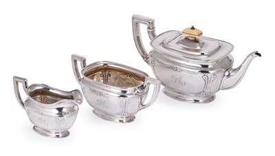 Lot 187 - A GEORGE V SILVER THREE-PIECE TEA SET