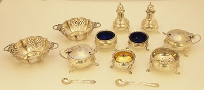 Lot 209 - A MATCHED SET OF SILVER CONDIMENT PIECES