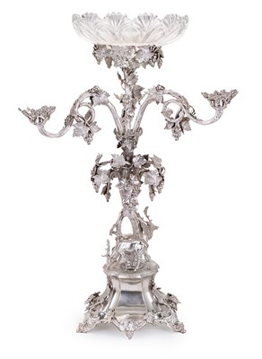 Lot 215 - A VICTORIAN ELECTROPLATE CANDELABRUM CENTREPIECE