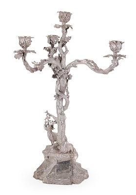 Lot 222 - A VICTORIAN SILVER TESTIMONIAL CANDELABRUM