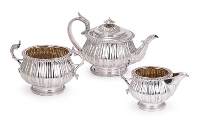 Lot 240 - A GEORGE IV SILVER THREE-PIECE TEA SET