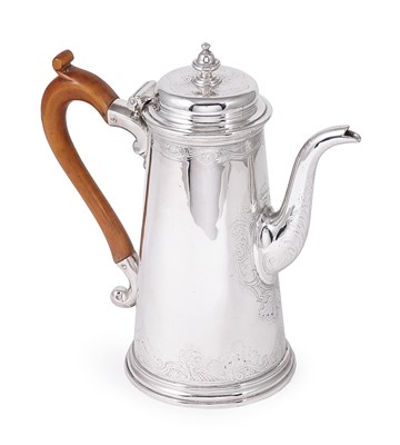 Lot 246 - â€¡**A GEORGE II SILVER COFFEE POT