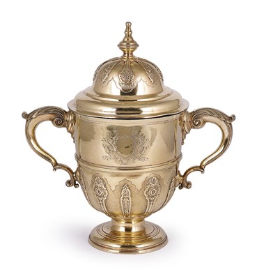 Lot 247 - AN IRISH GEORGE II SILVER-GILT CUP AND COVER