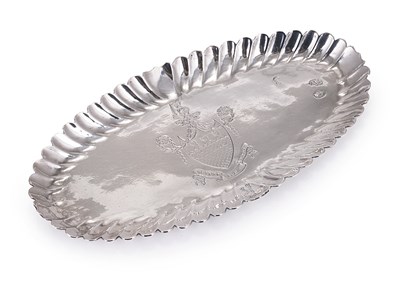 Lot 275 - AN IRISH GEORGE II SILVER SPOON TRAY