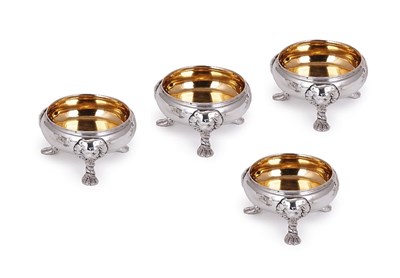 Lot 287 - A SET OF FOUR IRISH GEORGE II SILVER SALT CELLARS