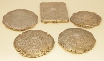 Lot 330 - FIVE SILVER COMPACTS