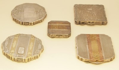 Lot 331 - FIVE SILVER COMPACTS