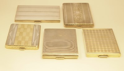 Lot 335 - FIVE SILVER CIGARETTE CASES