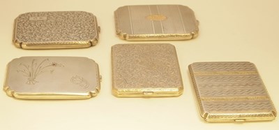 Lot 339 - FIVE SILVER CIGARETTE CASES