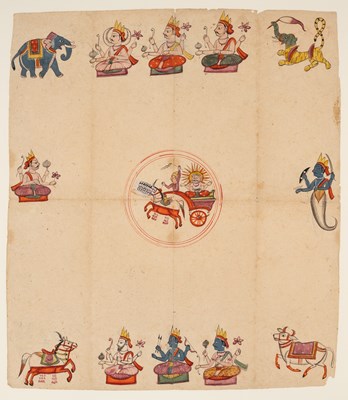 Lot 661 - A SURYA PATAKA, RAJASTHAN, INDIA, 18TH CENTURY