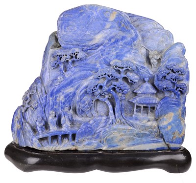 Lot 28 - â€¡A CHINESE LAPIS LAZULI MOUNTAIN