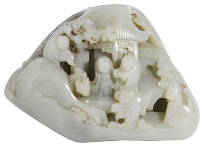 Lot 78 - A CHINESE CELADON JADE BOULDER