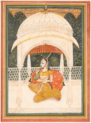 Lot 700 - A MAIDEN PLAYS THE VEENA, KISHANGARH, RAJASTHAN, INDIA, 18TH CENTURY