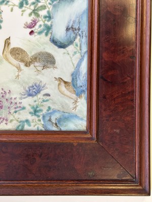 Lot 22 - A PAIR OF CHINESE FAMILLE-ROSE 'QUAIL' PLAQUES, EARLY 20TH CENTURY