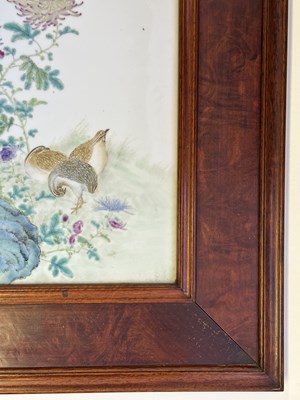 Lot 22 - A PAIR OF CHINESE FAMILLE-ROSE 'QUAIL' PLAQUES, EARLY 20TH CENTURY