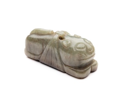 Lot 55 - A CHINESE GREEN JADE CAT, QING DYNASTY (1644-1911)