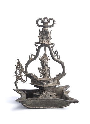 Lot 749 - A BRONZE HANGING LAMP, JAVA, CIRCA 14TH CENTURY