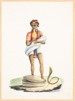 Lot 719 - A SNAKE CHARMER, PROBABLY MALABAR COAST, 19TH CENTURY