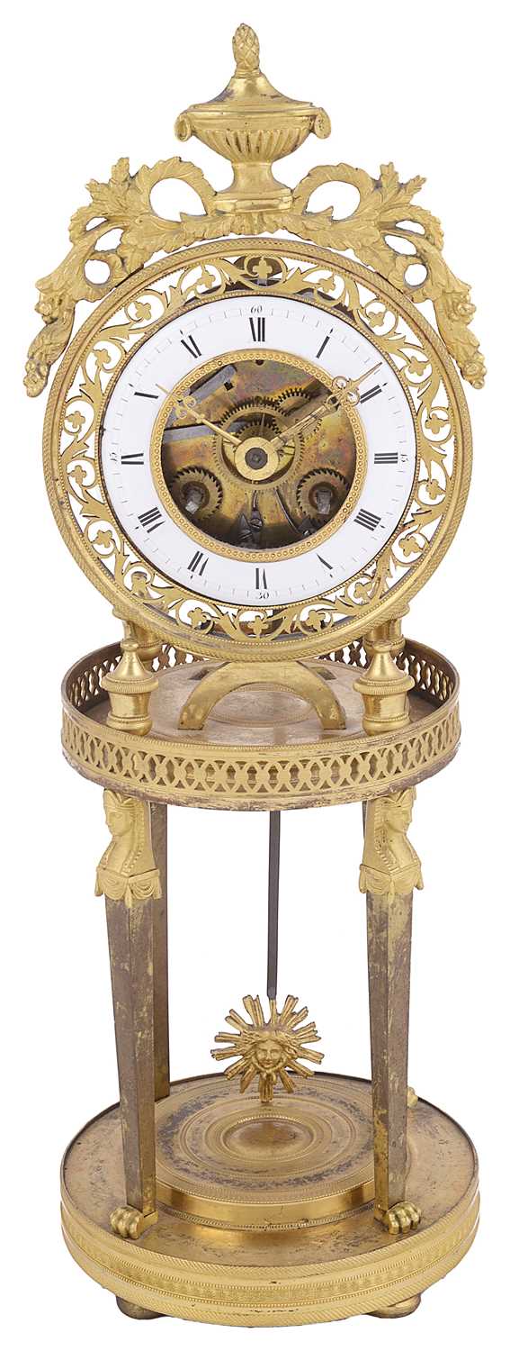 Lot 444 - A FRENCH ORMOLU SKELETON CLOCK