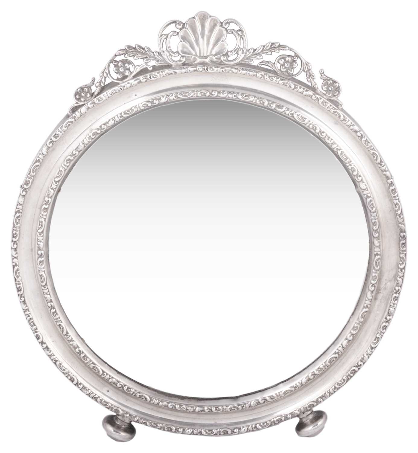 Lot 510 - AN EDWARDIAN SILVER DRESSING TABLE MIRROR