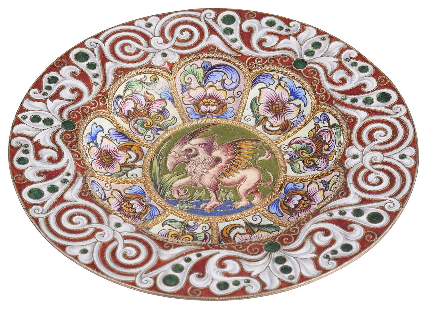 Lot 621 - A RUSSIAN SILVER-GILT AND CLOISONNE ENAMEL BOWL