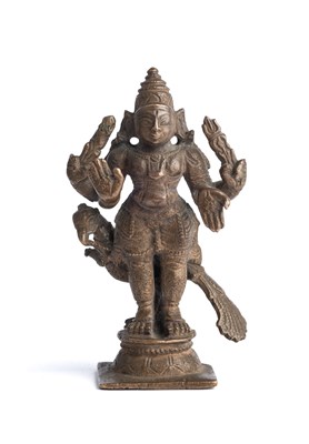 Lot 254 - A BRONZE FIGURE OF SKANDA, SOUTH INDIA, 18TH/19TH CENTURY