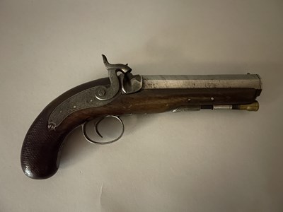 Lot 482 - A 16 BORE PERCUSSION PISTOL BY I. P. ADAM, CIRCA 1850