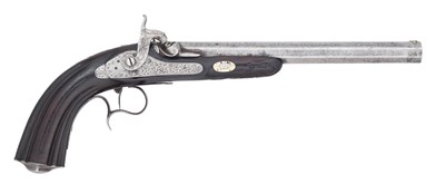 Lot 471 - A 36 BORE BELGIAN PERCUSSION RIFLED TARGET PISTOL, LIÈGE PROOF, CIRCA 1840