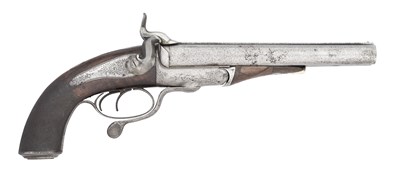 Lot 481 - A 16 BORE PIN-FIRE SPORTING PISTOL BY PERRINS & SONS, WORCESTER, CIRCA 1860