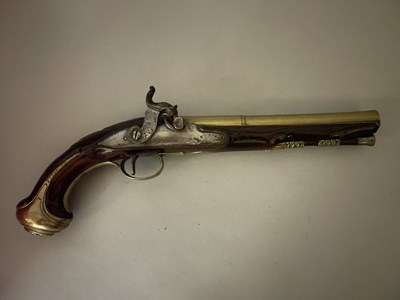 Lot 477 - AN 18 BORE PERCUSSION PISTOL BY ISAAC SMITH, LONDON, LONDON PROOF MARKS, CIRCA 1750