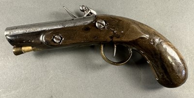 Lot 178 - A 24 BORE FLINTLOCK TRAVELLING PISTOL, BIRMINGHAM PROOF MARKS CIRCA 1830