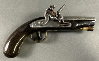 Lot 178 - A 24 BORE FLINTLOCK TRAVELLING PISTOL, BIRMINGHAM PROOF MARKS CIRCA 1830