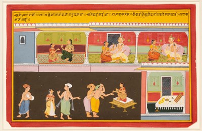 Lot 693 - TWO SCENES FROM THE RAMAYANA, MEWAR, UDAIPUR, CIRCA 1720