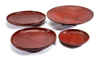 Lot 293 - FOUR LACQUER TRAYS, BURMA, EARLY 20TH CENTURY