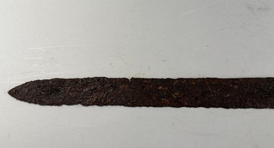 Lot 702 - A RARE MEDIEVAL HAND-AND-A-HALF SWORD, PROBABLY LATE 14TH/15TH CENTURY