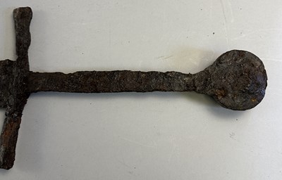 Lot 702 - A RARE MEDIEVAL HAND-AND-A-HALF SWORD, PROBABLY LATE 14TH/15TH CENTURY