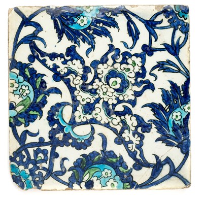 Lot 509 - A DAMASCUS TILE, OTTOMAN SYRIA, LATE 16TH CENTURY