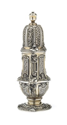 Lot 171 - AN EDWARDIAN SILVER-GILT CASTER, ELKINGTON & CO. LTD., LONDON, 1905