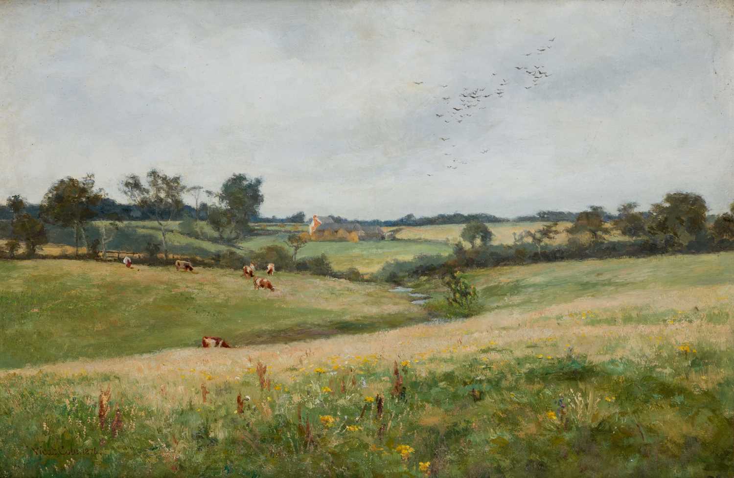 Lithographie originale c1905 estampe ancienne SOIRÉE EN SURREY ferme Lithographie originale c1905 estampe ancienne SOIRÉE EN SURREY ferme