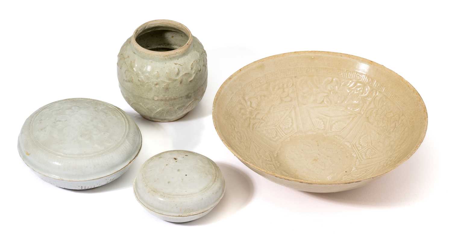 Lot 1 - FOUR CHINESE MOULDED WARES, SONG DYNASTY AND LATER