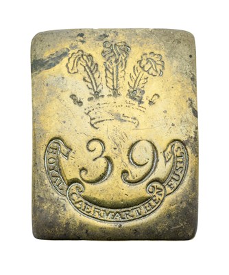 Lot 308 - A SHOULDER BELT PLATE OF THE 39TH ROYAL CARMARTHEN FUSILIERS