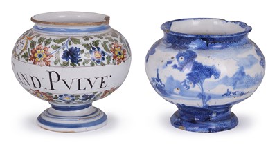 Lot 12 - TWO ITALIAN FAEINCE DRUG JARS