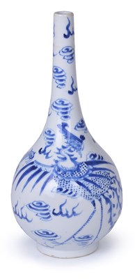 Lot 55 - A CHINESE BLUE AND WHITE BOTTLE VASE