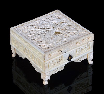 Lot 80 - A PAIR OF CHINESE IVORY RECTANGULAR BOXES