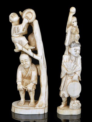 Lot 86 - TWO JAPANESE MARINE IVORY OKIMONO
